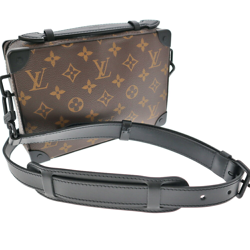 LOUISVUITTON【ルイ・ヴィトン】M45935ハンドル・ソフトトランクショルダーバッグハンドバッグモノグラムマカサーキャンバスレザーブラウン系ブラックカバン鞄斜め掛けメンズレディースユニセックス【中古】USED-8質屋かんてい局春日井店k22-4077