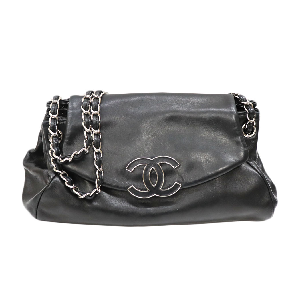 シャネル Chanel チェーン バッグ ブラック×シルバー【中古】
