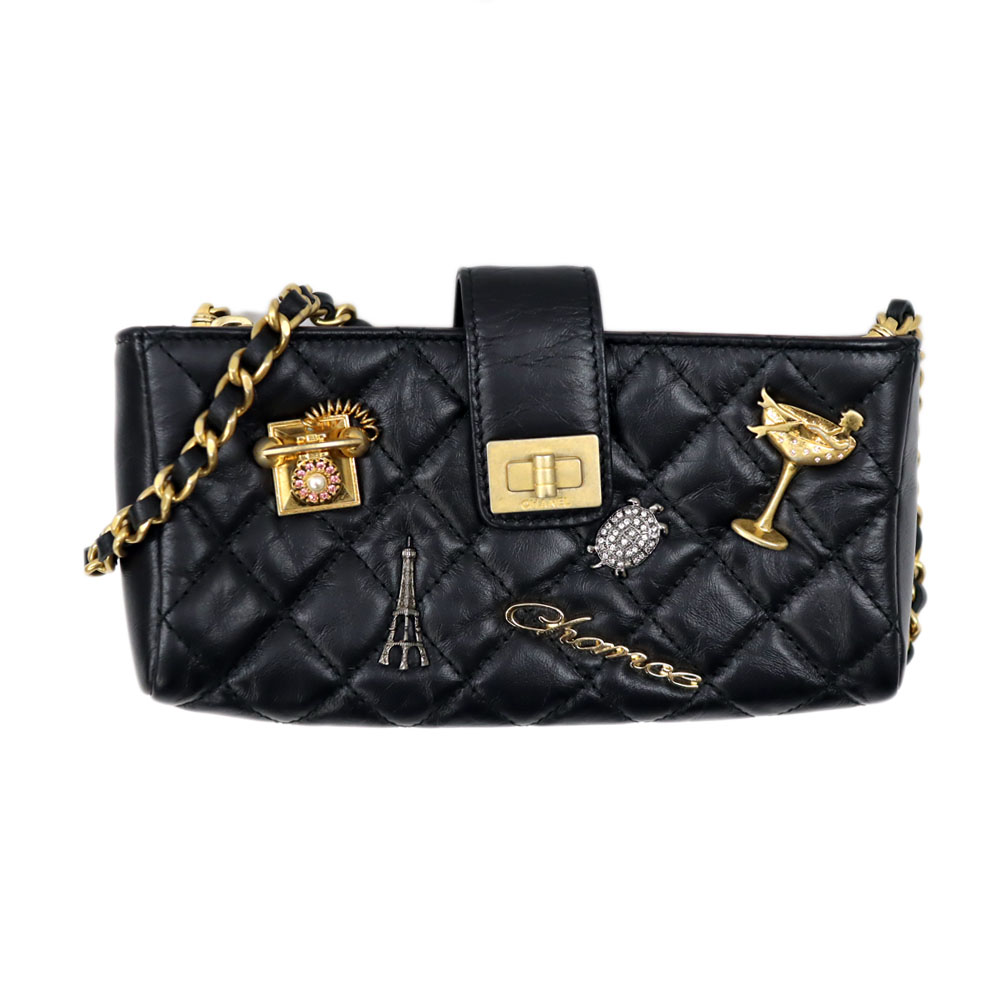 希少！CHANEL アイコン柄　ブラックショルダーバッグ 楽天市場】CHANEL シャネル アイコン シンボルチャーム チェーン