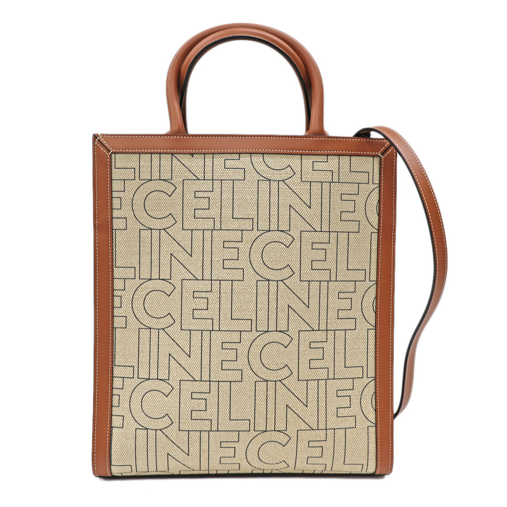 セリーヌ Celine 192082ERN.02NT バーティカルカバ スモール 2WAY御徒面子 レディース 帆布×なめし革 ベージュ系【中古】