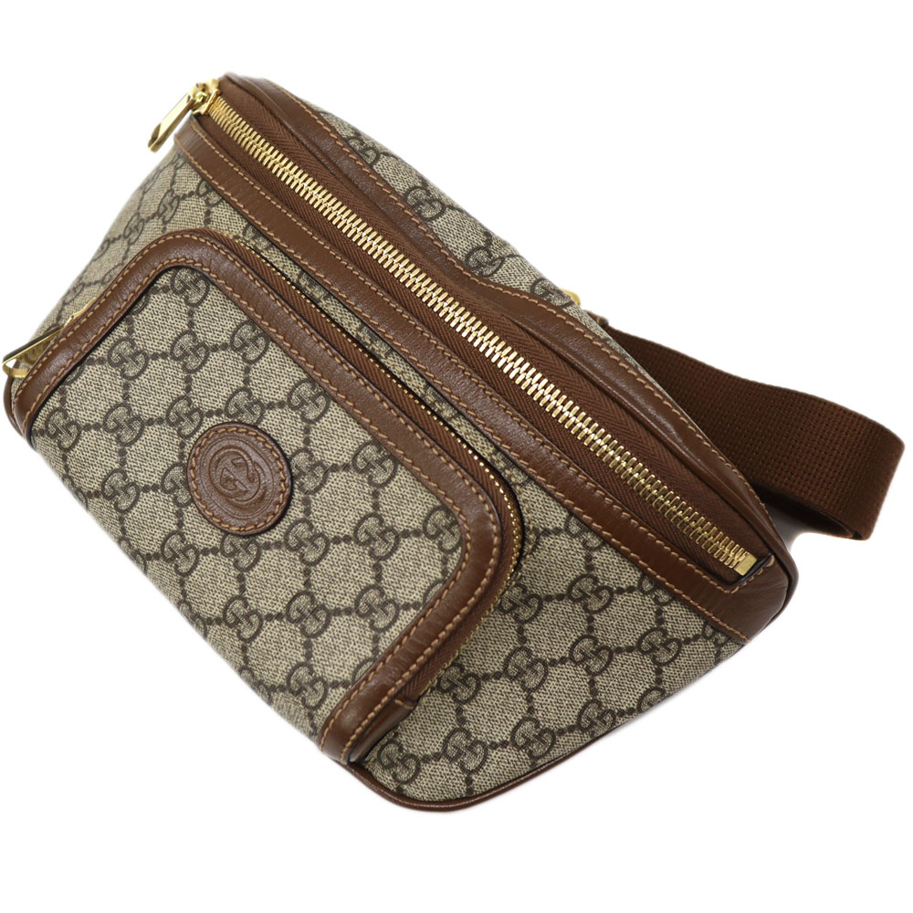 グッチ Gucci 733240 GGラージベルトバッグ ボディバッグ メンズ コーティングキャンバス ベージュ×ブラウン【中古】