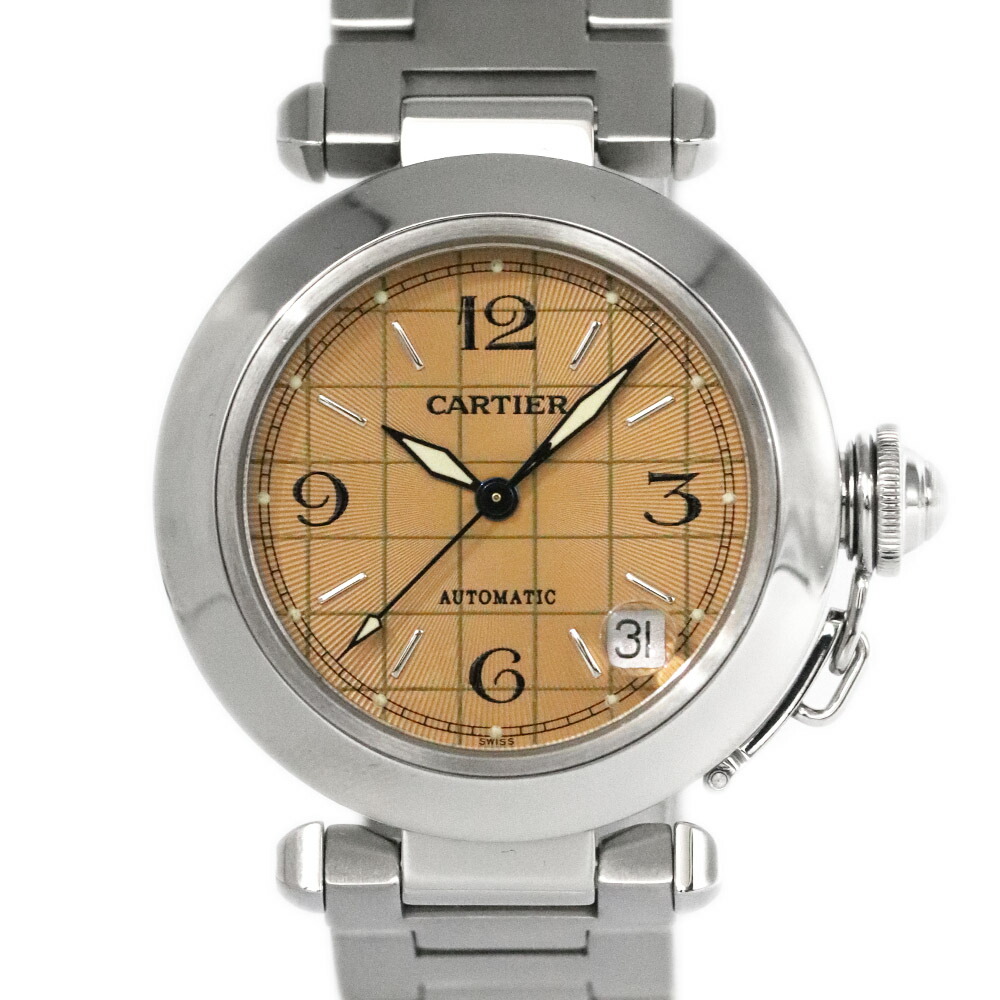 カルティエ Cartier W31024M7 パシャC 自動小銃 ボーイズ  秋味サクラ色 自動小銃一巻き 【中古】