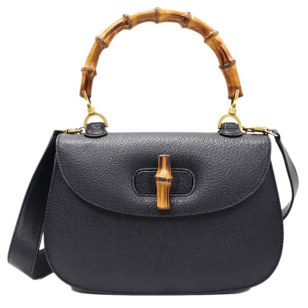 グッチ Gucci 000.926.0633 2WAYバンブーバッグ なめし革 黒いこと 【中古】