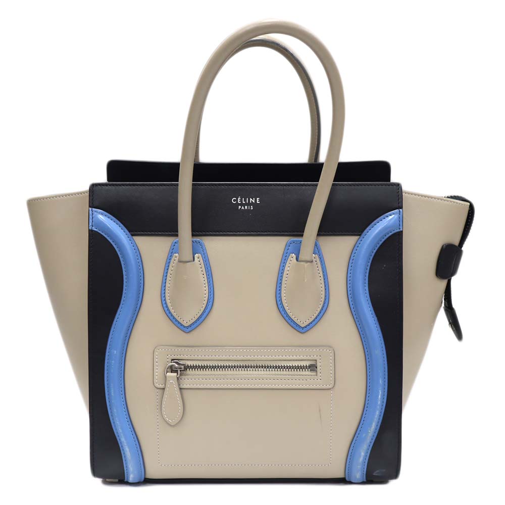 セリーヌ Celine ラゲージマイクロショッパー トートバッグ レディース カーフスキン トリコロール【中古】 66,539円