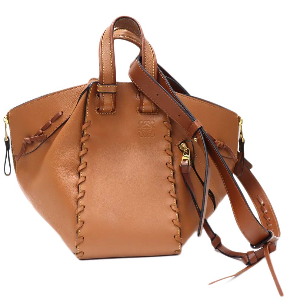 ロエベ Loewe ハンモックスモール 2WAY御徒面子 レディース ソフトグレインカーフ 赤銅色【中古】