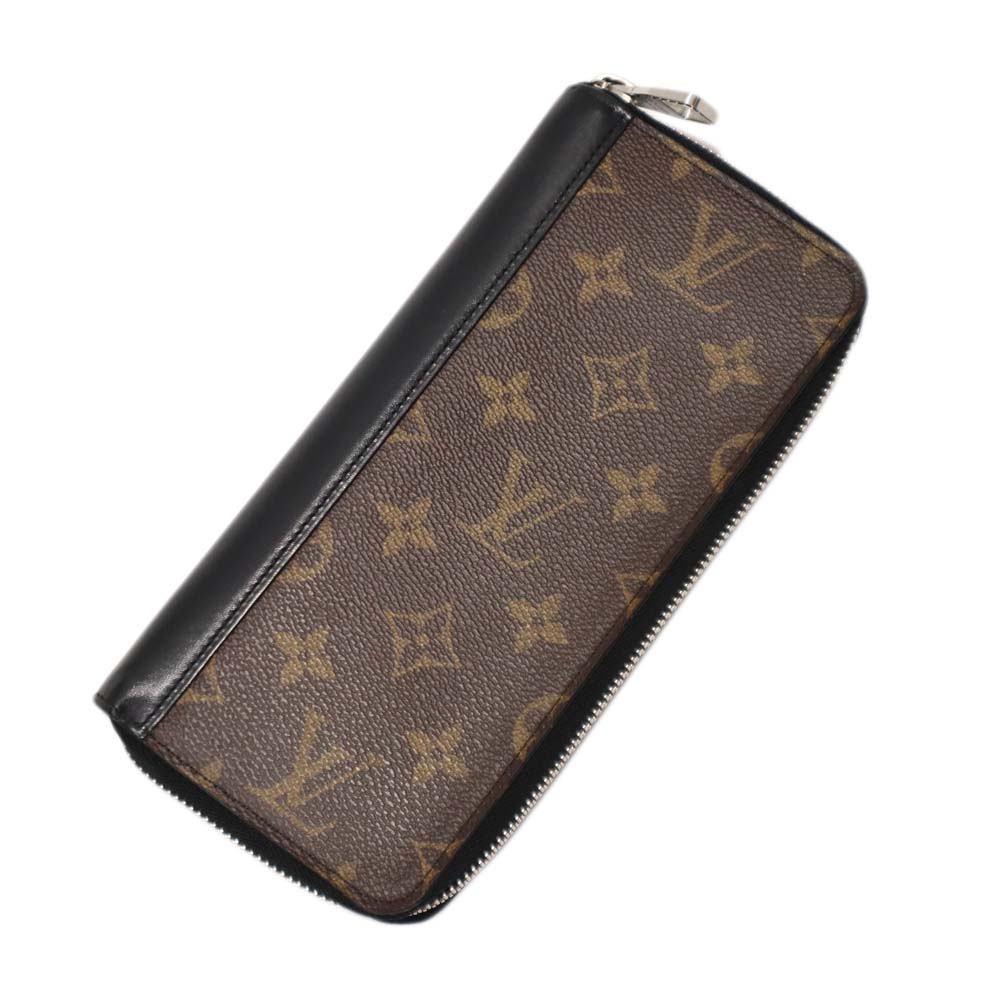 ルイ・ヴィトン Louis Vuitton M60109 ジッピーウォレットヴェルティカル メンズ 上塗り帆布×なめし革 赤銅色系×黒いこと【中古】