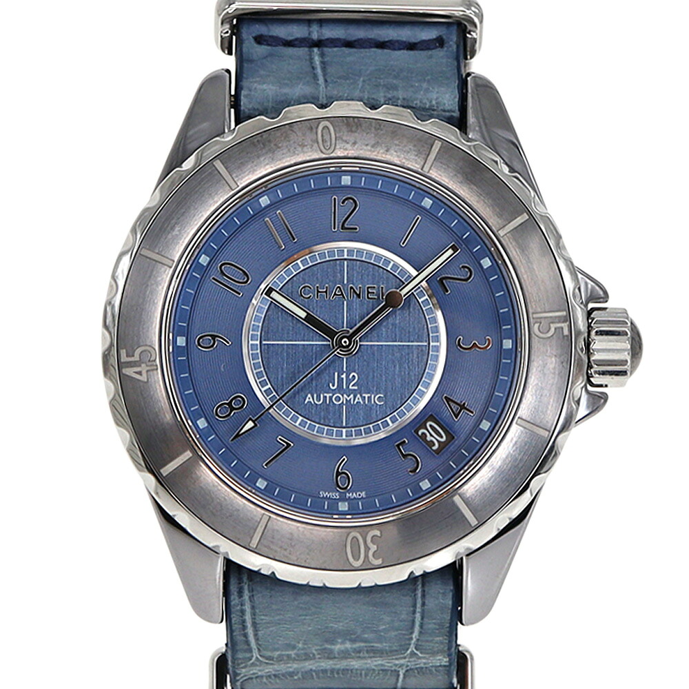 シャネル Chanel H4338 J12 G.10チタンセラミック 自動巻き ブルー メンズ 【中古】