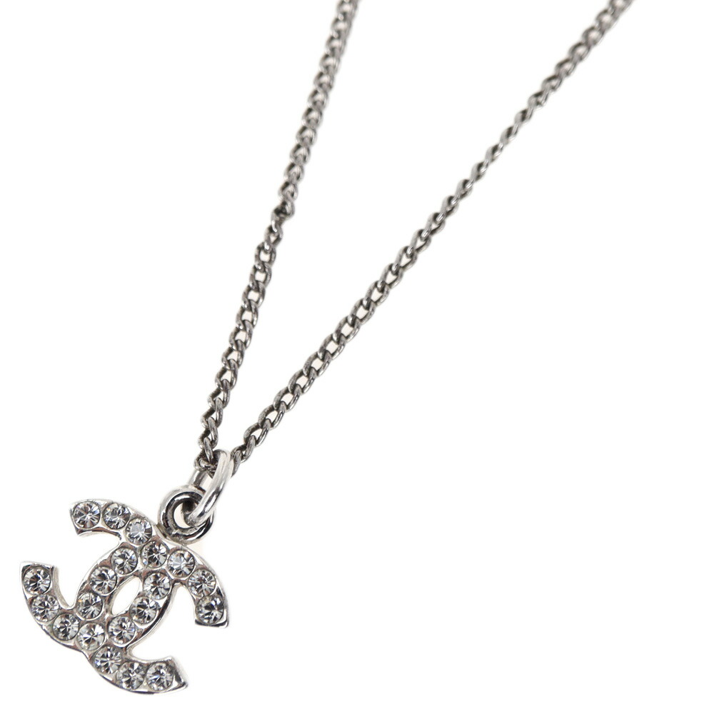 シャネル Chanel ココマーク ラインストーン ネックレス シルバー金具 レディース【中古】｜質屋かんてい局 店
