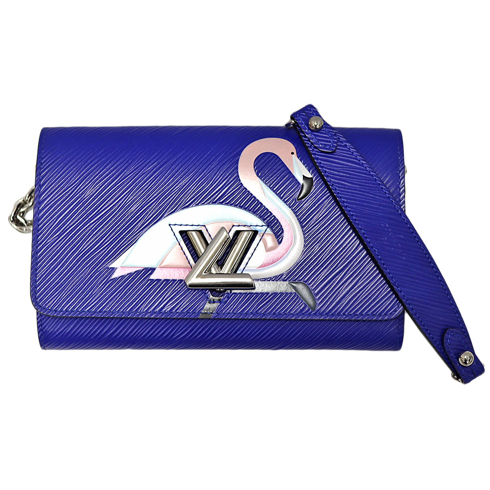 ルイヴィトン Louis vuitton M62215 ポルトフォイユツイストチェーン ショルダーバッグ レディース エピレザー ブルー/フラミンゴ【中古】