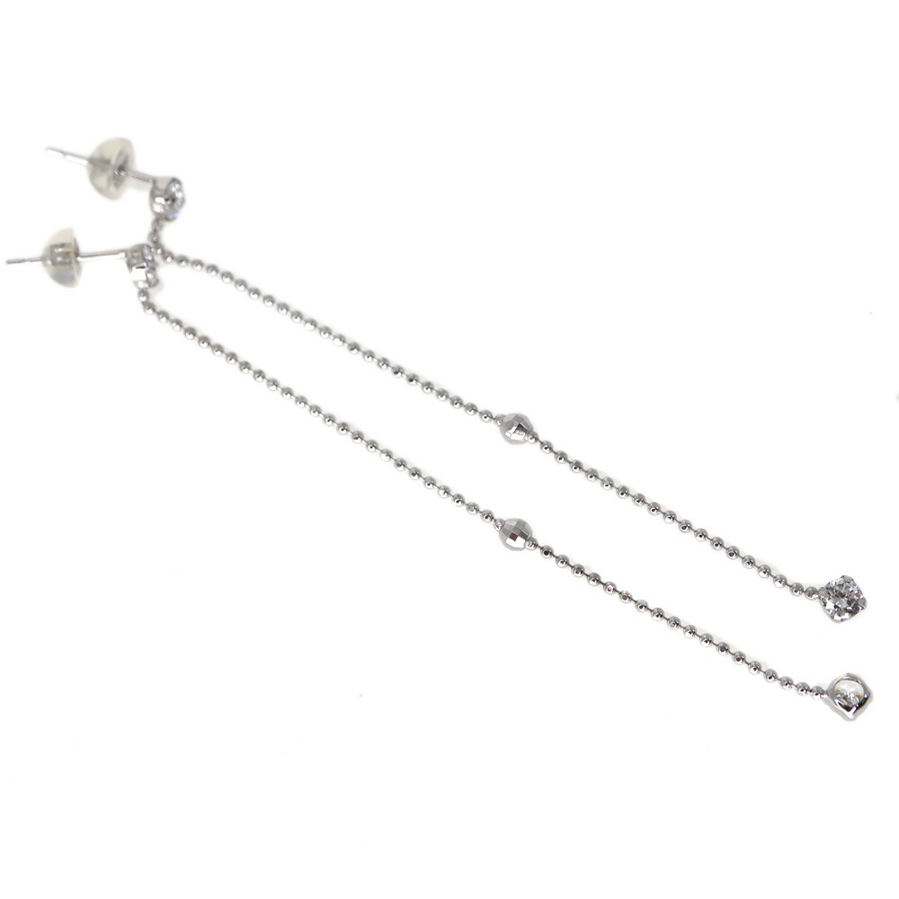 K14WG 14金ホワイトゴールド ダイヤモンドピアス シルバー【中古】|質屋かんてい局 店