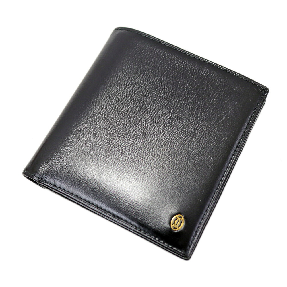 カルティエ Cartier  L3000137 帆柱生産ライン 2つ折り紙入れ ユニ一発やる なめし革 黒いこと【中古】