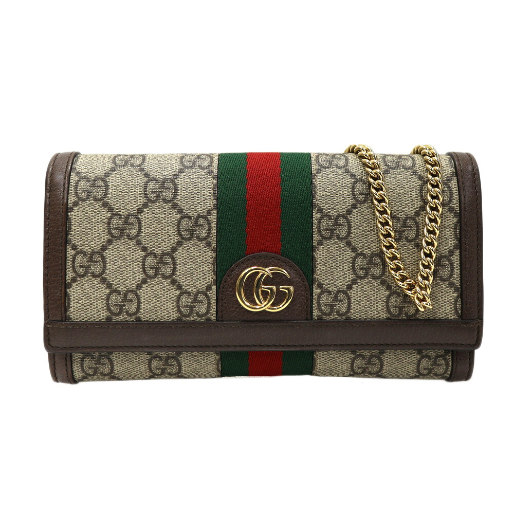 グッチ Gucci 772309 チェーン店付き添い人コンチネンタルウォレット GGスプリームキャンバス レディース ベージュ【中古】