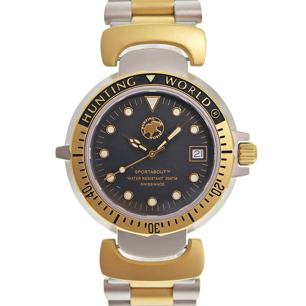狩猟世界 Hunting World HW553 石英 メンズ ウオッチ 黒いこと【中古】