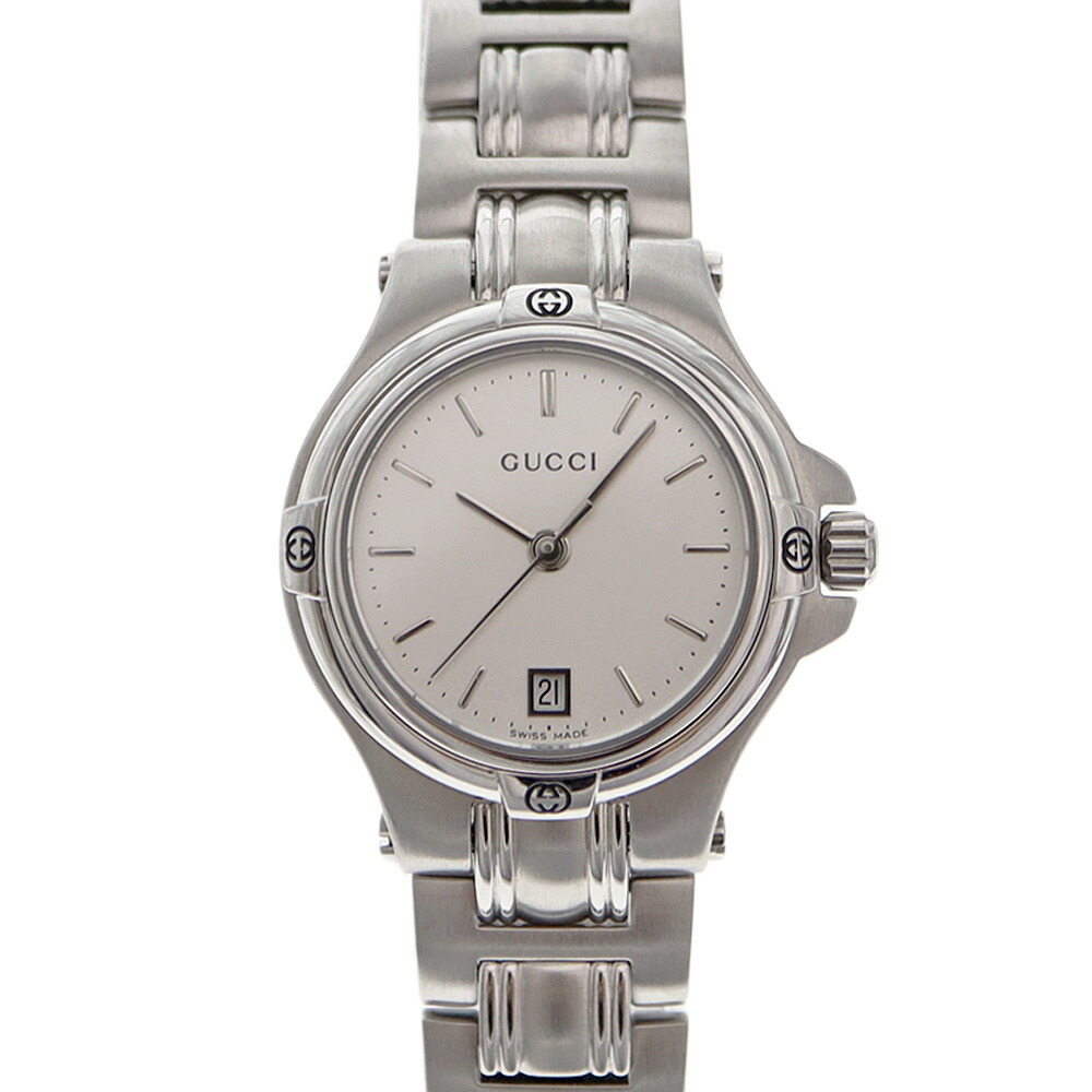 グッチ Gucci  YA90520/9040L  石英 しろがね色文字記号盤 レディース 石英【中古】