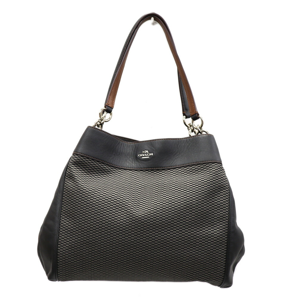 コーチ職 Coach F57540 エクスプローデッドレップスレクシーショルダーバッグ トートバッグ 黒いこと なめし革 レディース【中古】