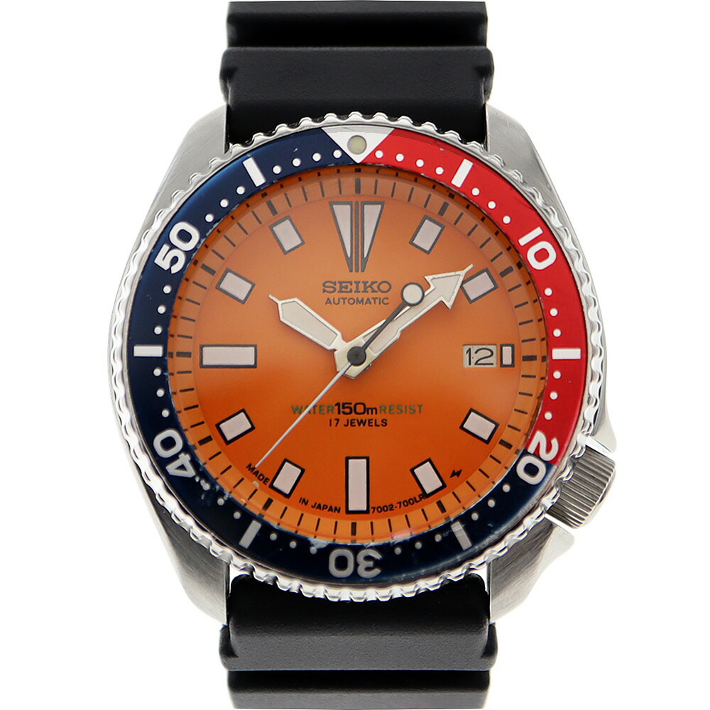 セイコー Seiko 7002-700A ダイバーズ  150m メンズ 自動小銃一巻き ウオッチ オレンジ色【中古】