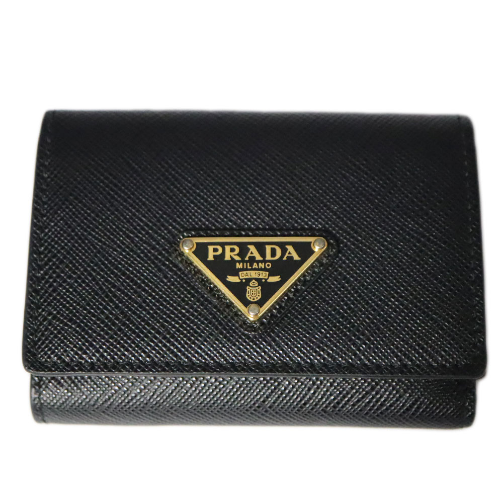 特価 美品★プラダ テスート 三つ折り財布 ナイロン サフィアーノ 三角プレート PRADA 三つ折り財布 レザー ナイロン 三角プレート テスート