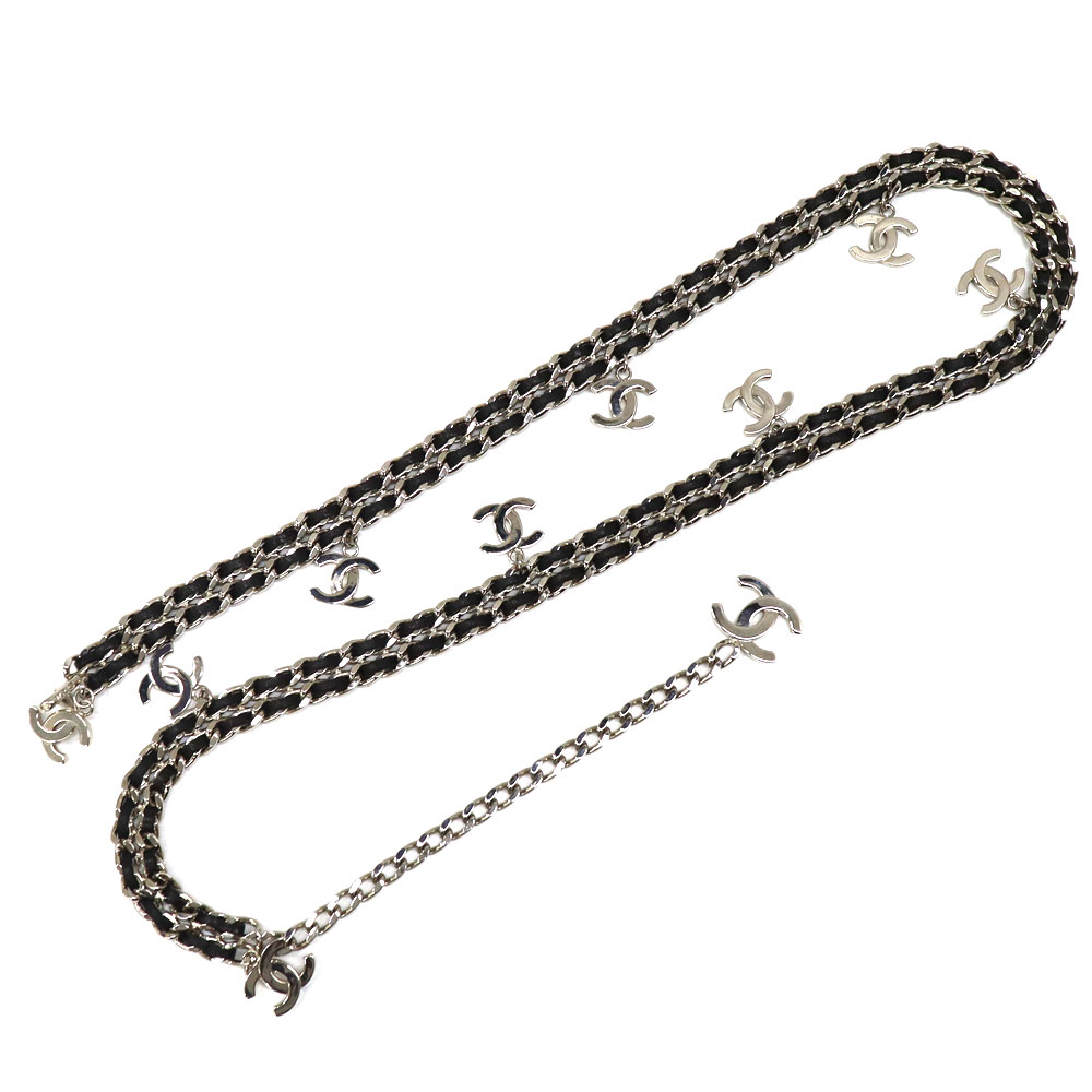 CHANEL ボルドー レザーベルト CHANEL ベルト チェーンバックル リバーシブル ロゴ レザー