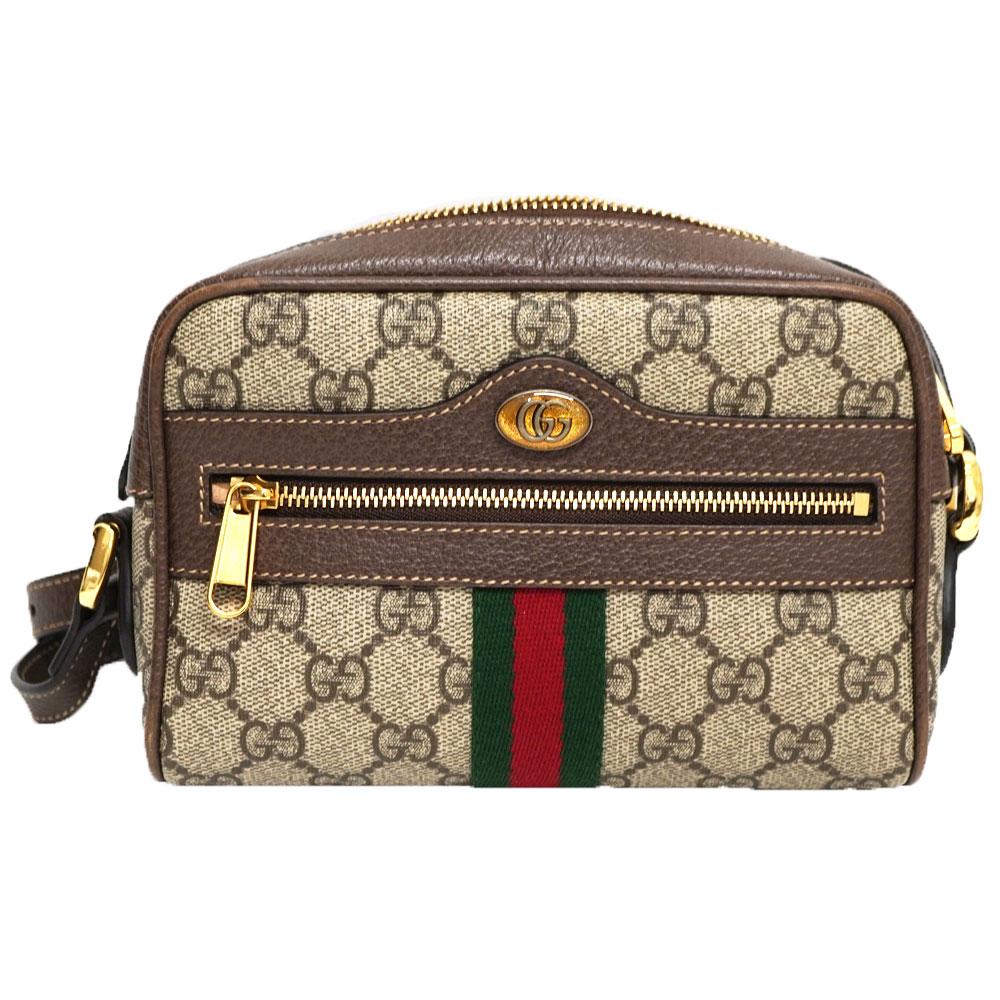 グッチ Gucci 517350 ショルダーバッグ オフディアGGスプリームミニバッグ レディース レザー キャンバス ベージュ系 ブラウン系【中古】