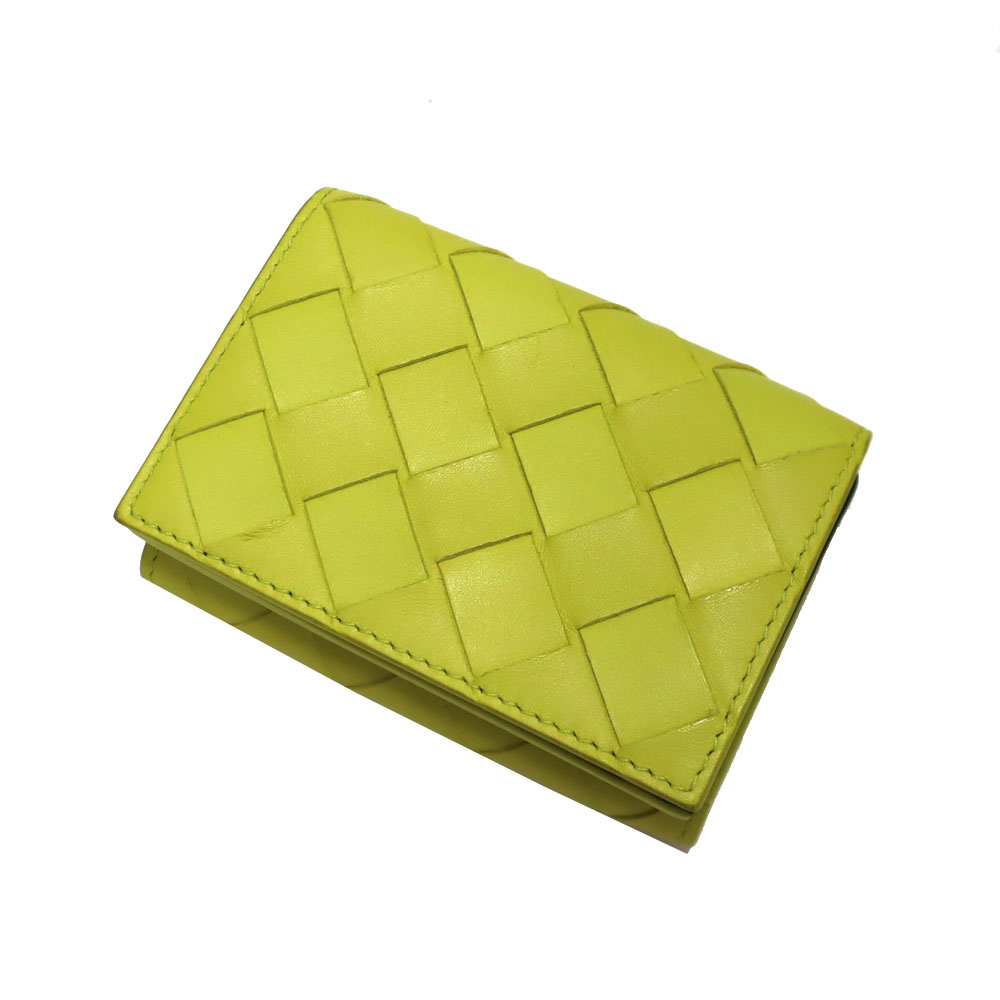 ボッテガヴェネタ Bottega Veneta 667036 タイニーコンパクトウォレット 三つ折り銭入れ なめし革 黄色 レディース【中古】