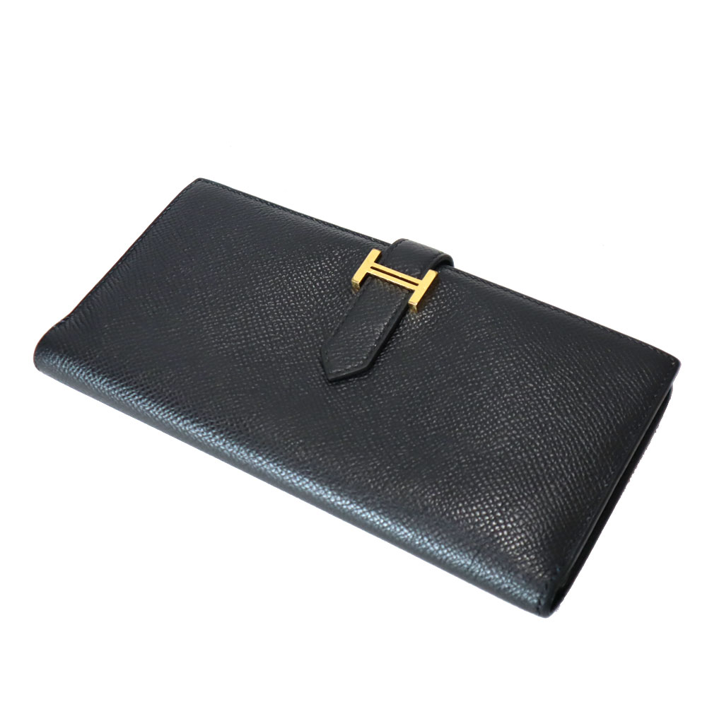 エルメス Hermes ベアンスフレ 長財布 推定：シェーブル ノワール ユニセックス【中古】｜質屋かんてい局 店