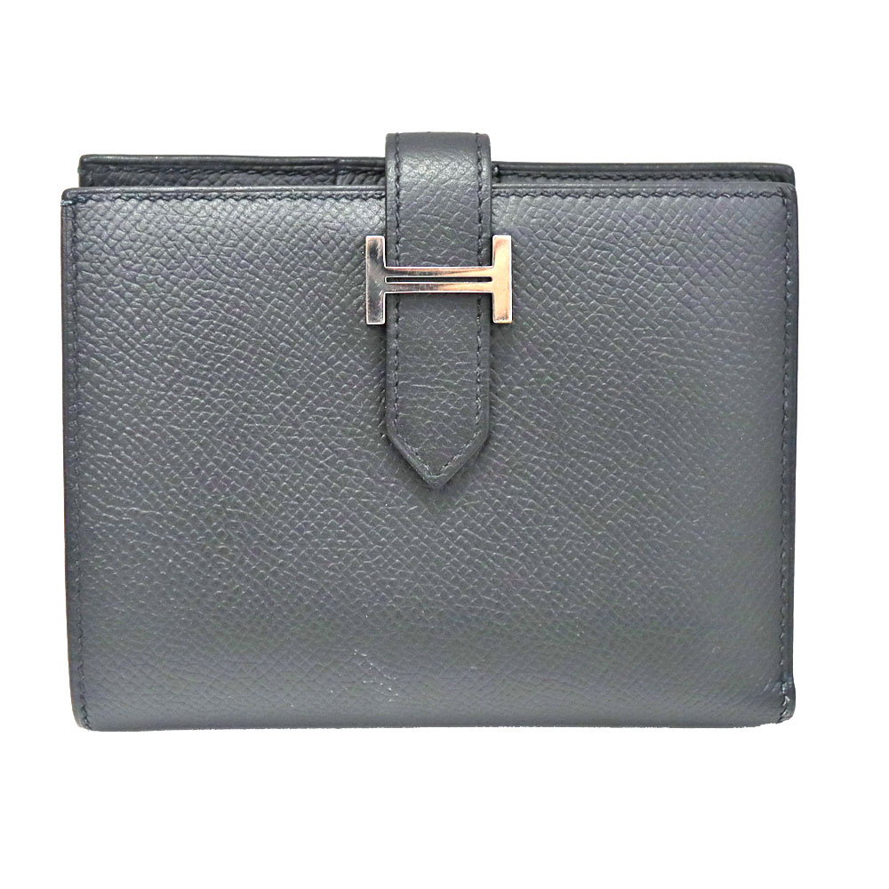 HERMES エルメス ベアンコンパクト 二つ折り財布 ユニセックス ノワール【中古】