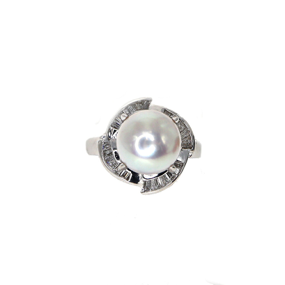 Pt900 プラチナ900 パール ダイヤモンド リング レディース シルバー系【中古】