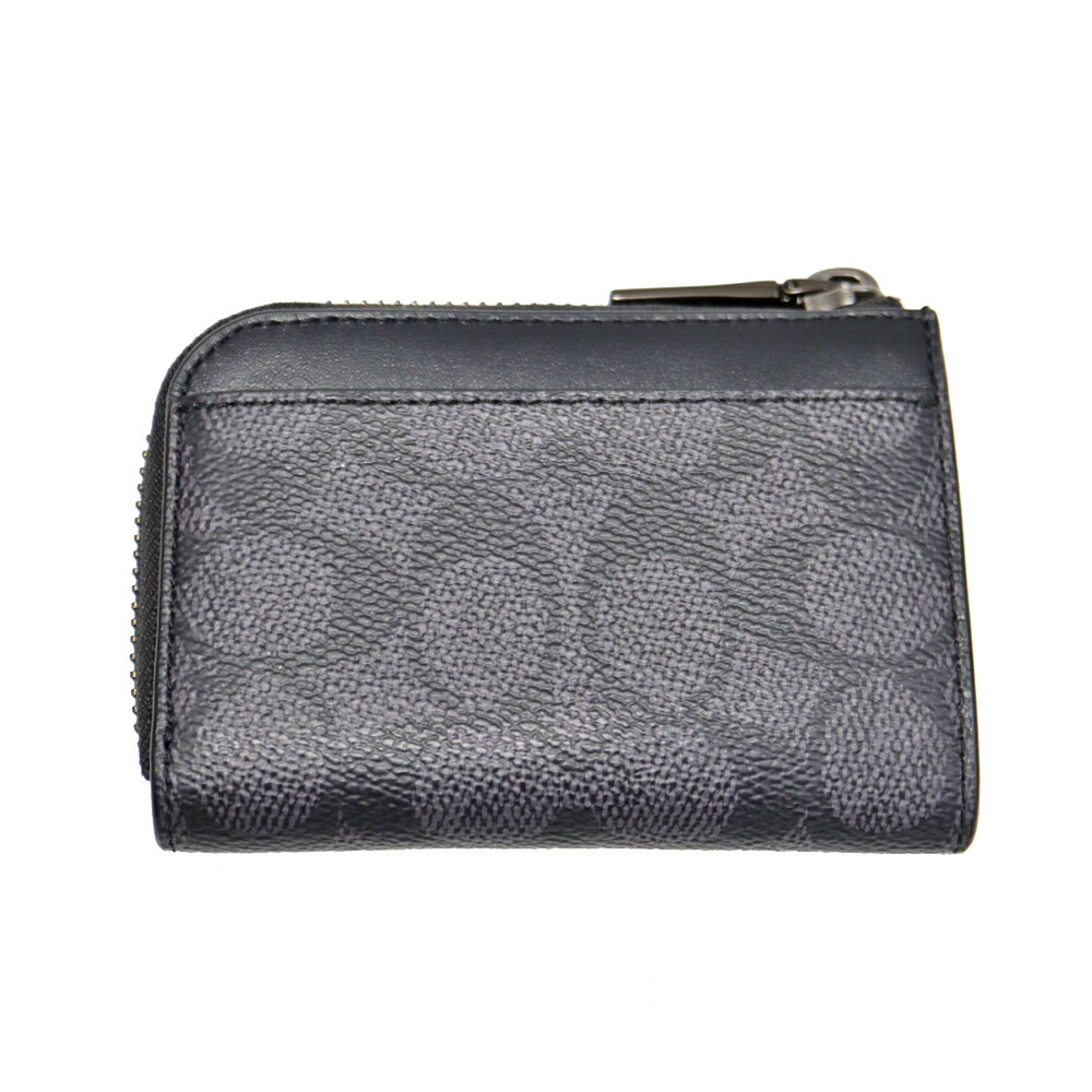 コーチ COACH CS477 コインケース メンズ PVCコーティングキャンバス レザー ブラック【中古】