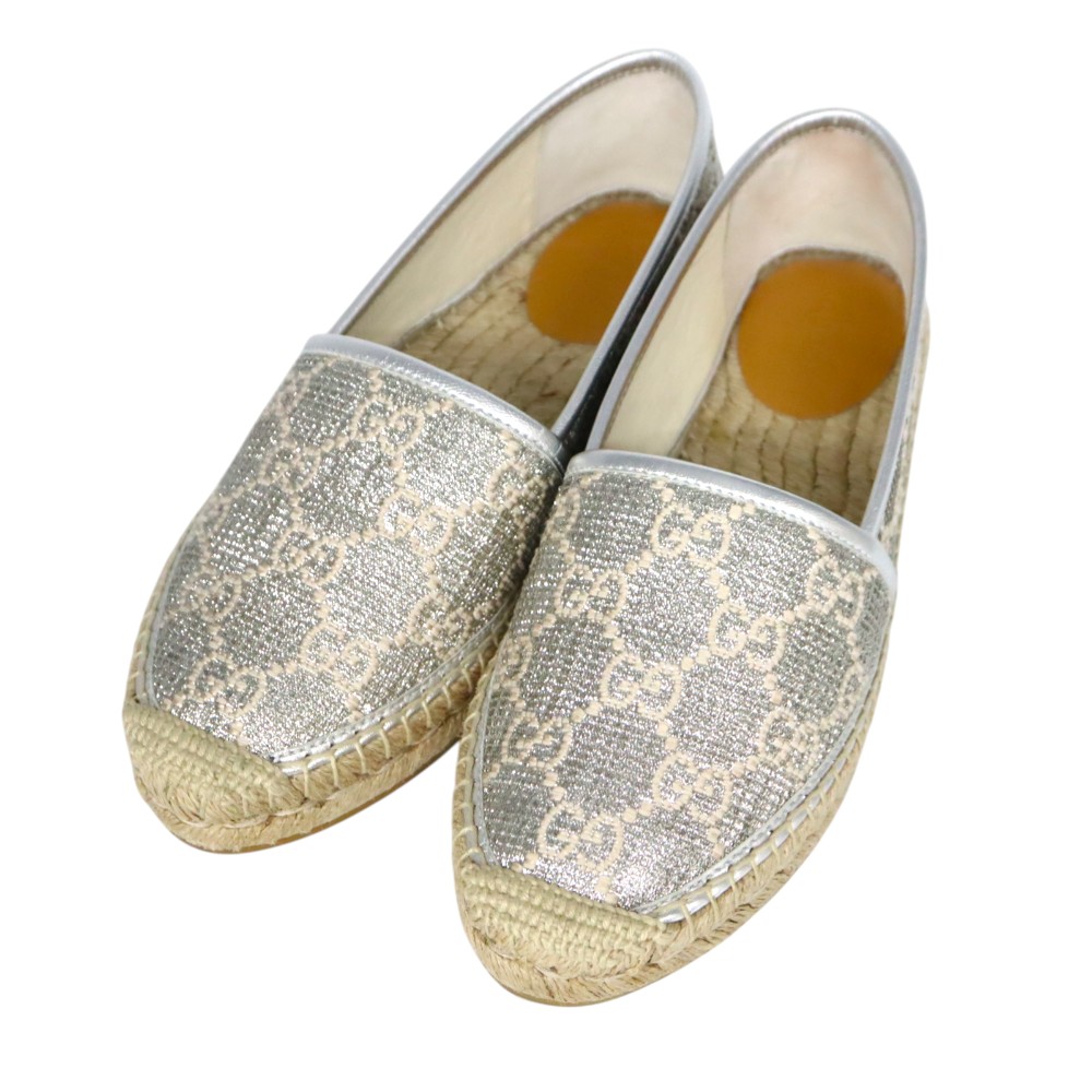 グッチ Gucci エスパドリーユ シルバー GG レディース 【中古】 15,606円