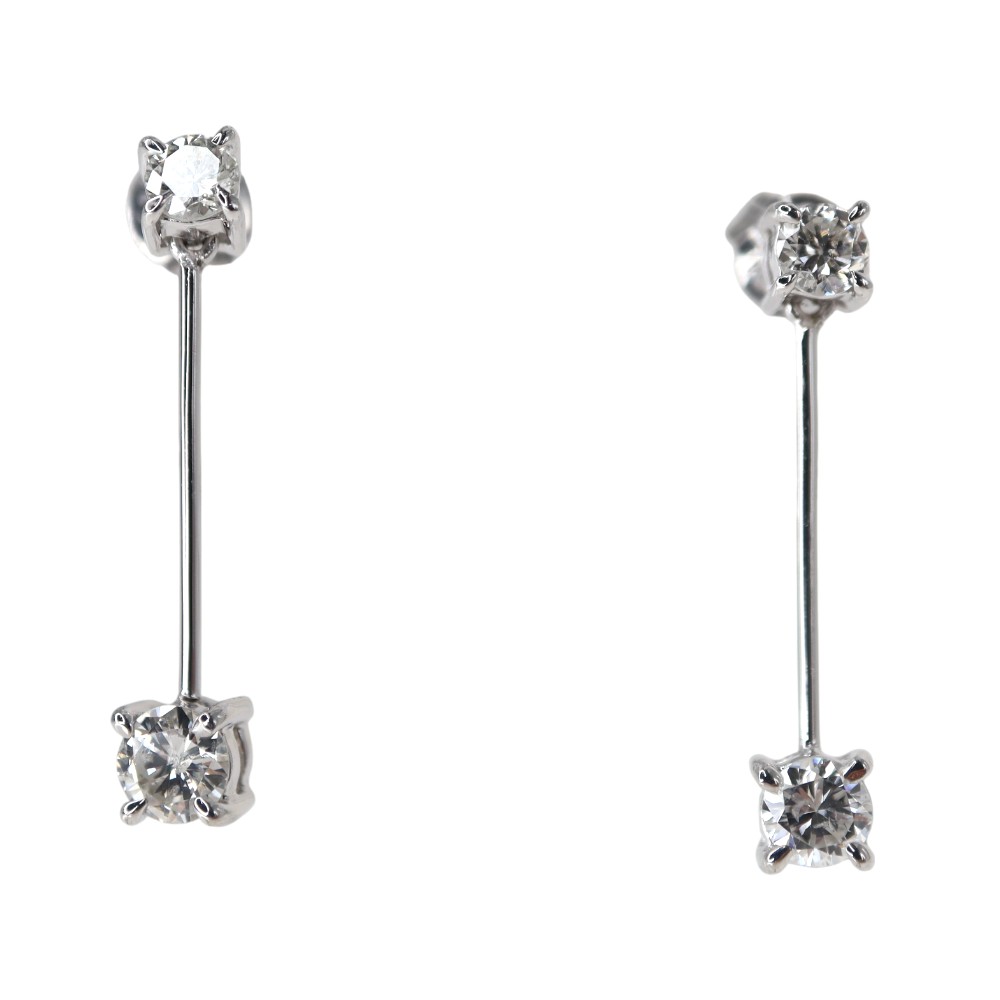 Pt900 プラチナ900 ダイヤモンド ピアス 両耳用【中古】