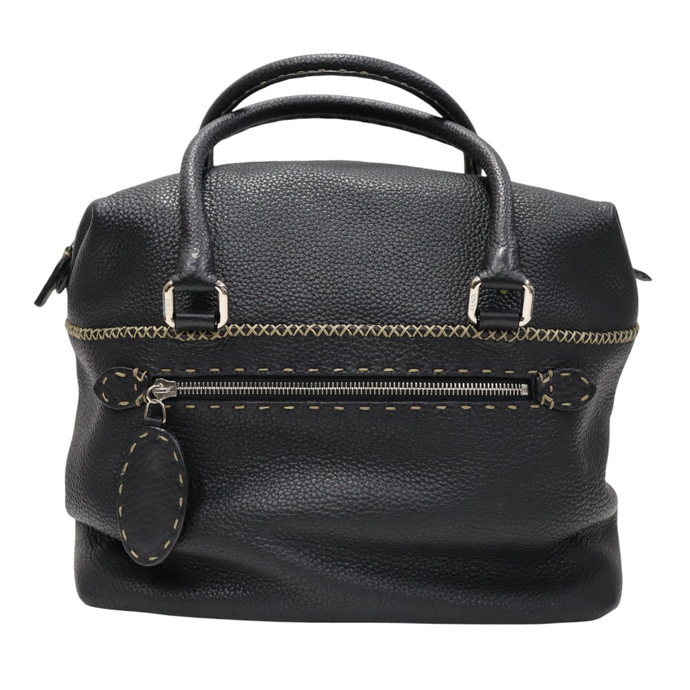 フェンディ FENDI 8BN189 セレリア トートバッグ 黒いこと なめし革【中古】