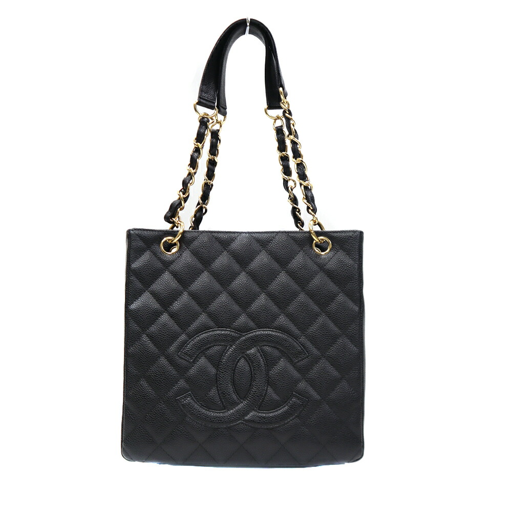 シャネル Chanel A50994 PSTチェーントート キャビアスキン レディース ブラック ゴールド【中古】|質屋かんてい局 店