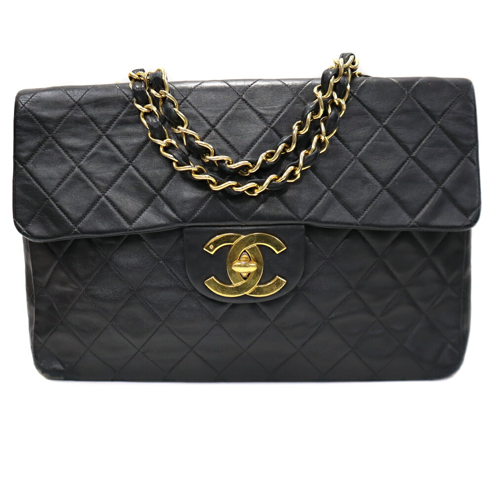 シャネル Chanel A01094 デカマトラッセ34 チェーンショルダーバッグ ハンドバッグ ラムスキン ブラック ゴールド金具 レディース【中古】 208,900円