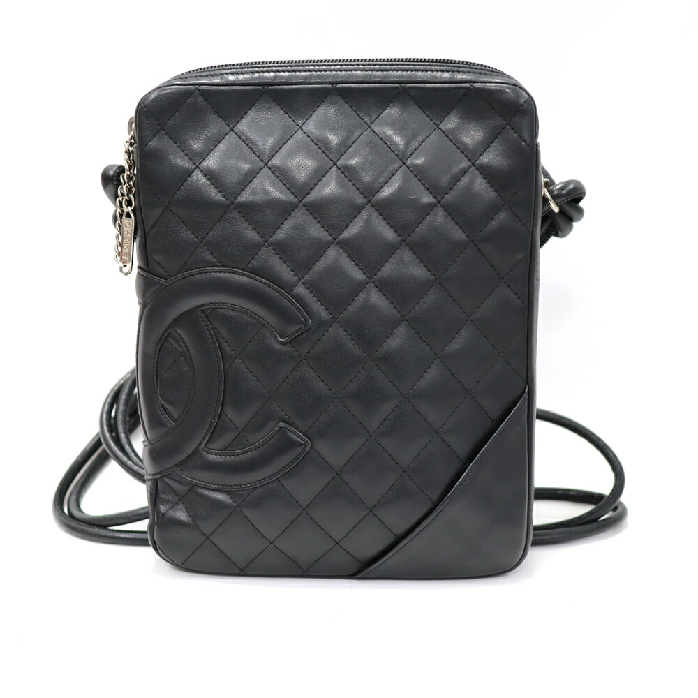 シャネル Chanel A25178 カンボンライン ミディアムポシェット ショルダーバッグ レディース レザー ブラック【中古】