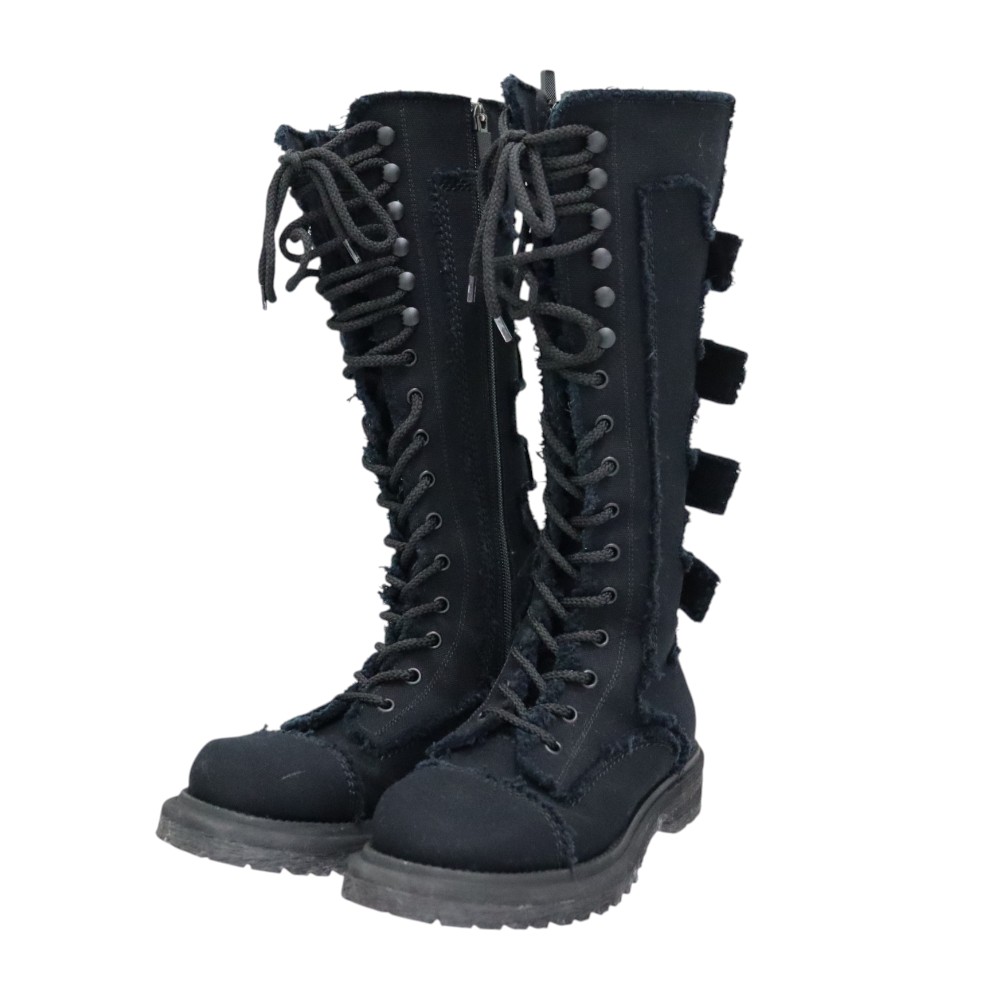 ディオール Christian Dior ロングブーツ レディース キャンバス ブラック【中古】