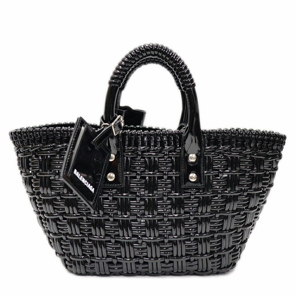 バレンシアガ BALENCIAGA 671342 螺旋釘トロ 手かご XS  2way フェイクレザー  レディース 黒いこと系【中古】