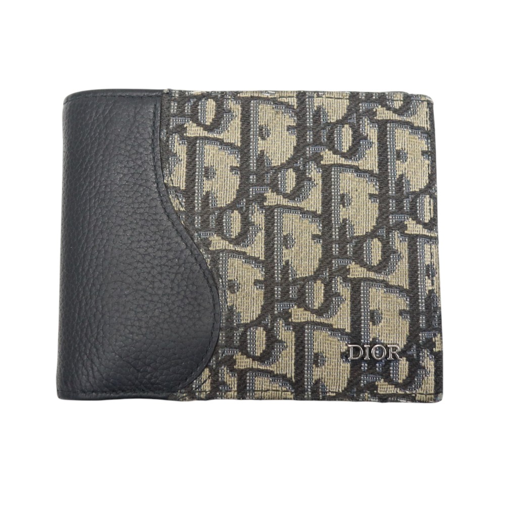 ディオール Christian Dior  2ADDBC306YKS-05EU サドルウォレット なめし革 ジャカード帆布 メンズ ベージュ×黒いこと  【中古】