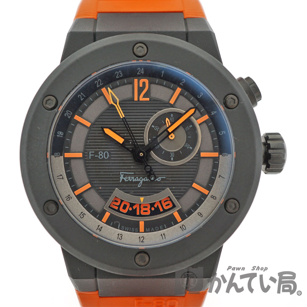 交換無料 F55lgq6876sr62 Ferragamo サルヴァトーレ フェラガモ Salvatore F 80 質屋かんてい局北名古屋店 N 2774 Used 8 クォーツ メンズ デュアルタイム オレンジ ブラック 電池交換済 中古 メンズ腕時計 Www Fondazionecarical It