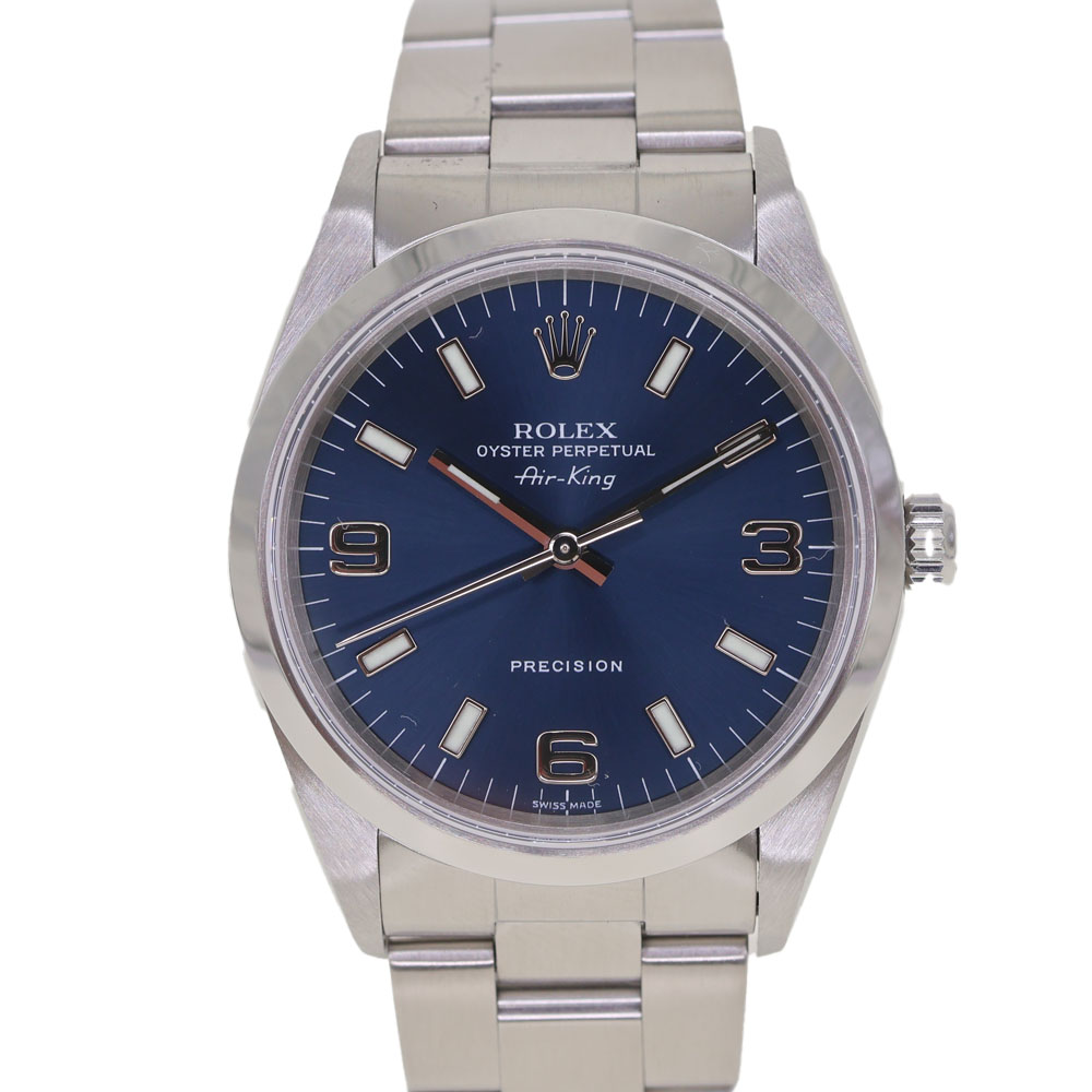 ロレックス Rolex 14000 エアキング メンズ 自動巻き 腕時計 ブルー文字盤 A番【中古】|質屋かんてい局 店