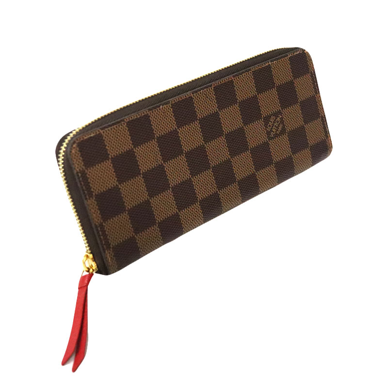 LOUIS VUITTON ポルトフォイユ・クレマンス 財布 ダミエ 赤系-