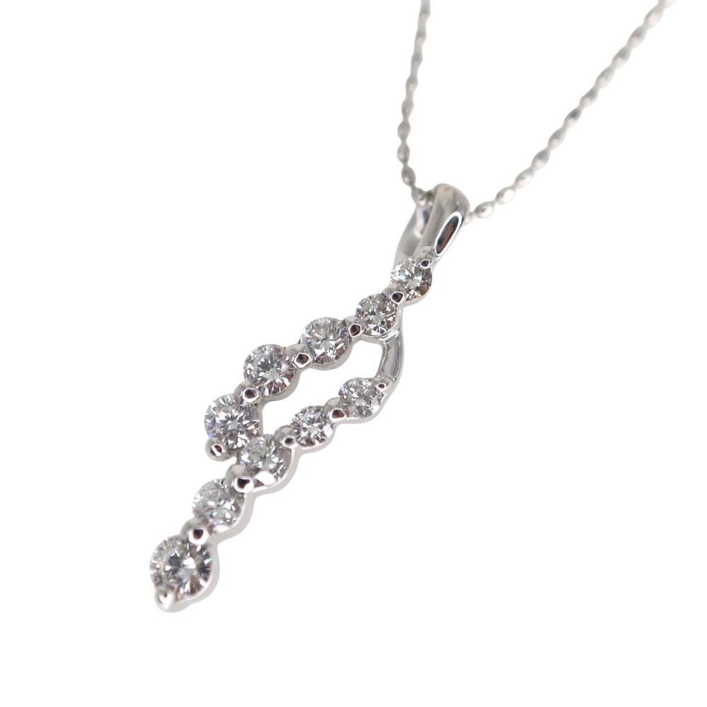 K18WG 18金 ホワイトゴールド D0.50ct ダイヤモンドネックレス【中古】|質屋かんてい局 店
