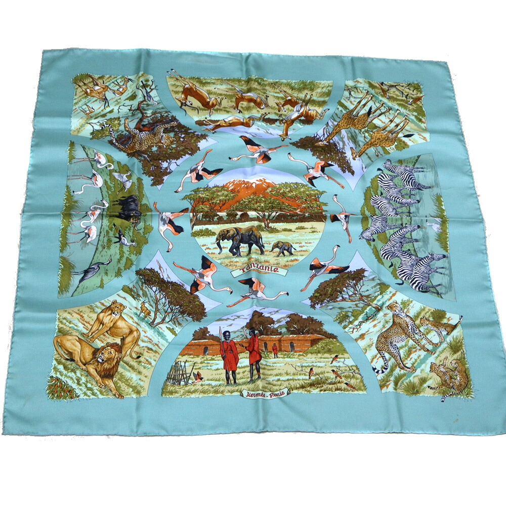 エルメス Hermes カレ90 タンザニア Tanzania ライトグリーン【中古】