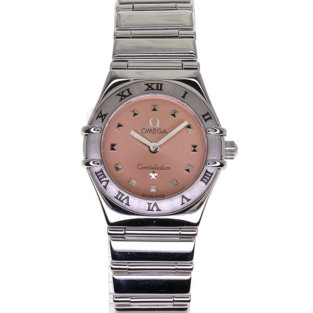 ゼロ Omega 1561.61 コンステレーション･ミニ マイチョイス レディース 蓄電池式 ウォッチ 年魚サクラ色文字記号盤【中古】