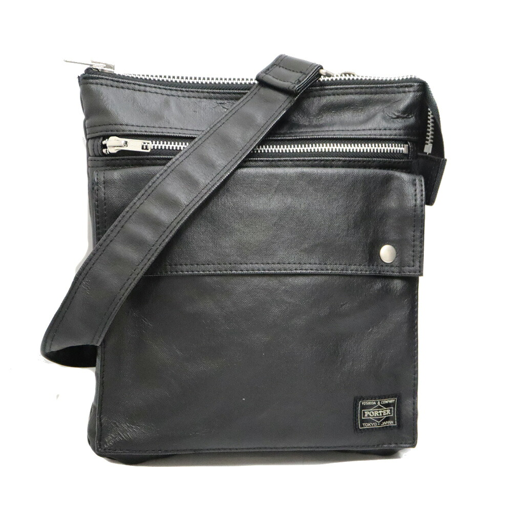 ポーター Porter 707-07145 ショルダーバッグ フリースタイル メンズ ウレタンコーティングキャンバス ブラック【中古】