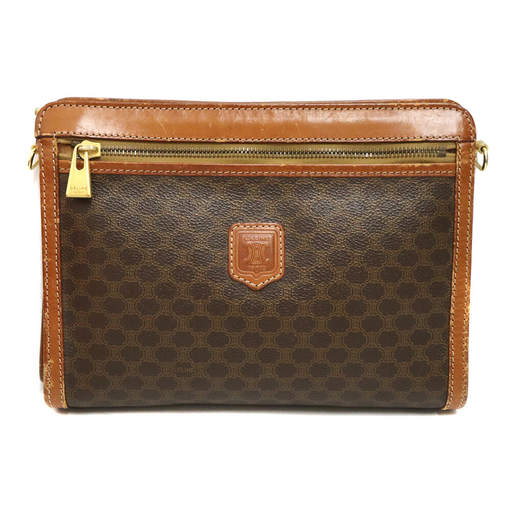 セリーヌ Celine M95 クラッチバッグ メンズ PVC レザー ブラウン【中古】