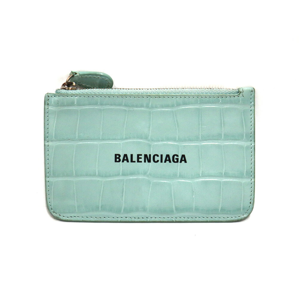 バレンシアガ Balenciaga 637130 コインカードホルダー ユニセックス レザー ミントグリーン【中古】