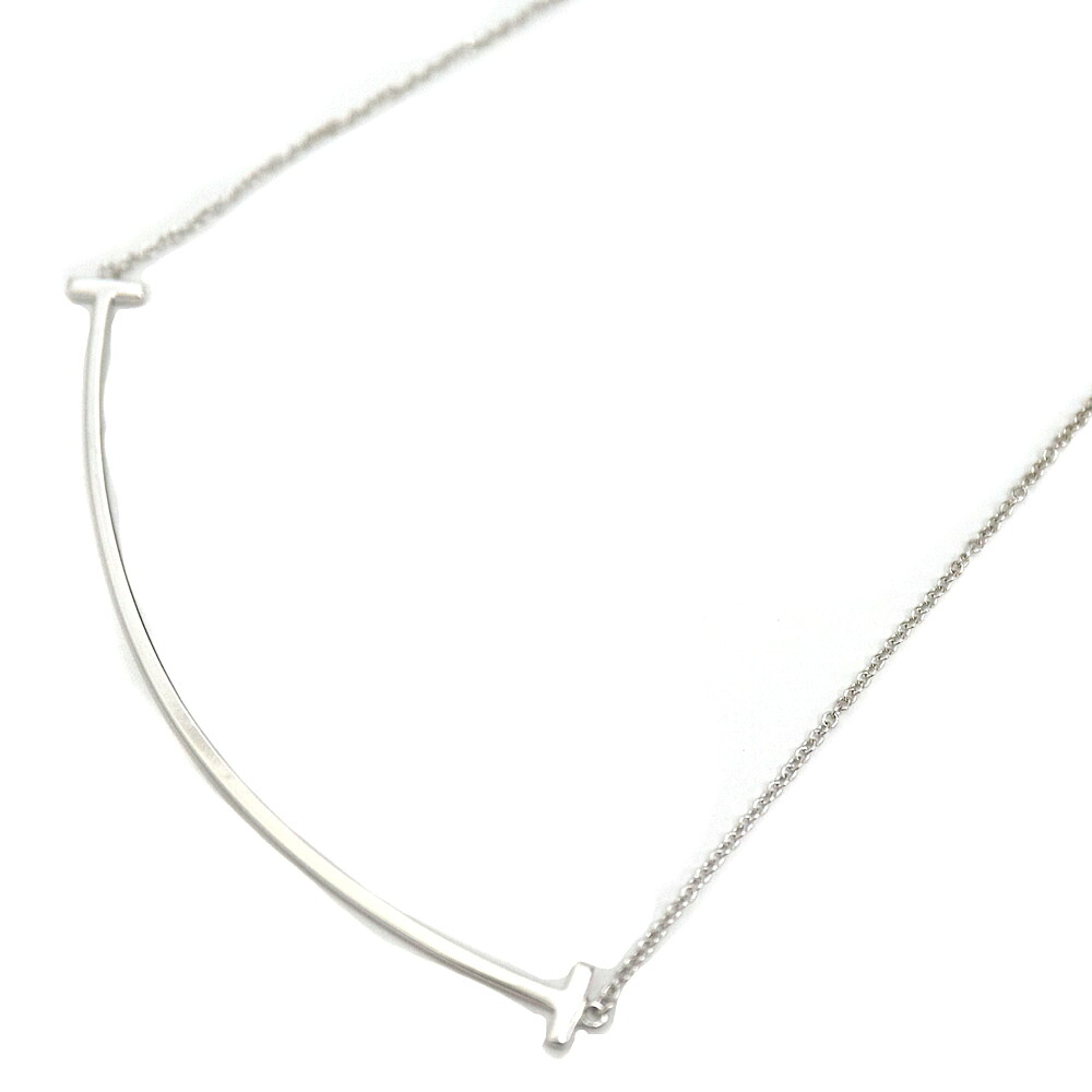 ティファニー Tiffany\u0026co. T含み笑い ラージネックレス K18WG しろがね色色つや レディース【中古】