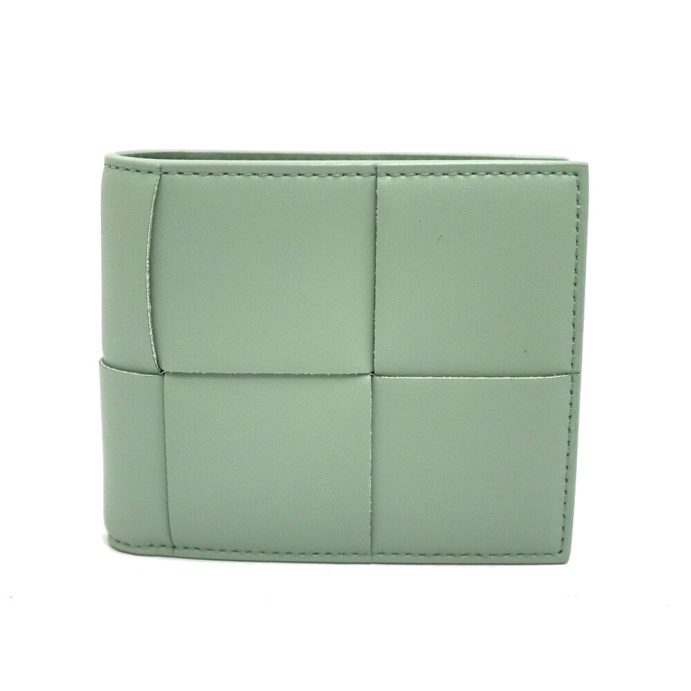 ボッテガヴェネタ Bottega veneta 649605 二つ折り札入れ メンズ なめし革 緑であること【中古】 バッグ・小物・ブランド雑貨-財布・ケース