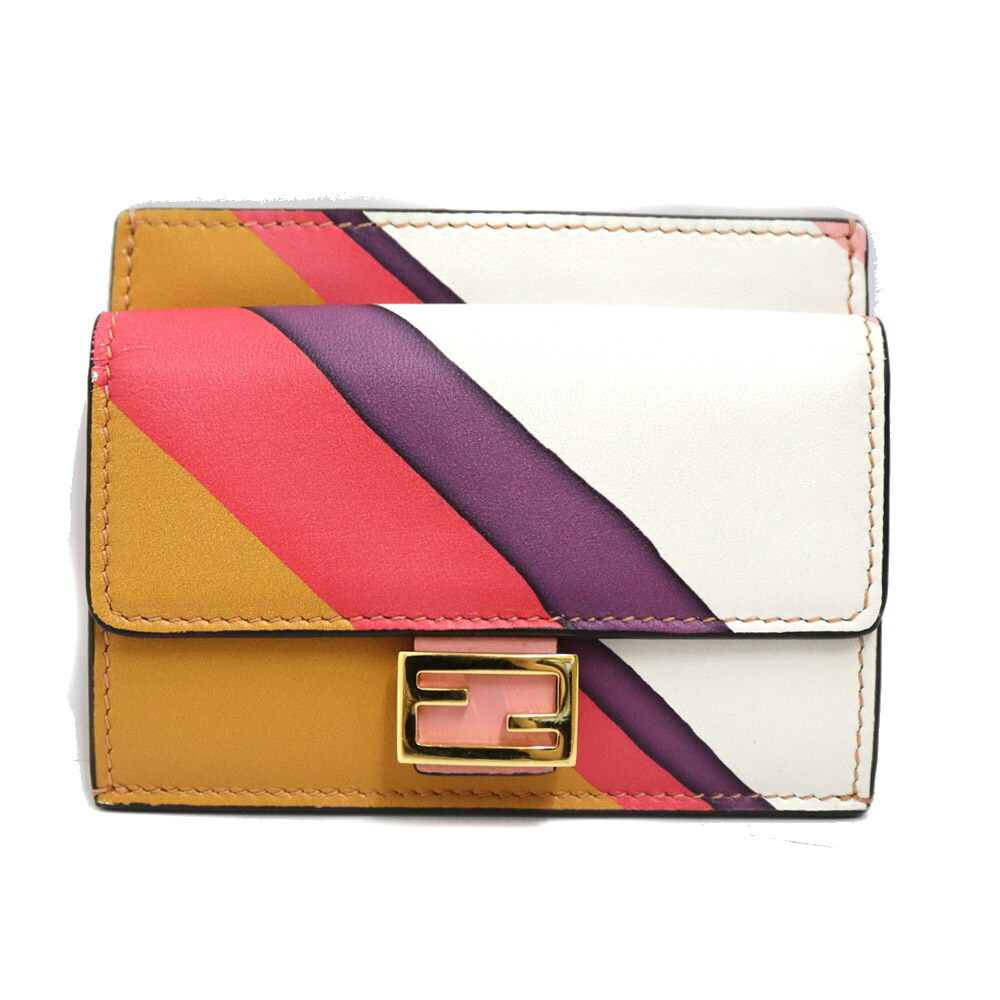 フェンディ Fendi 8M0423 コンパクトウォレット レディース レザー ピンク×ホワイト×パープル×イエロー【中古】 26,985円