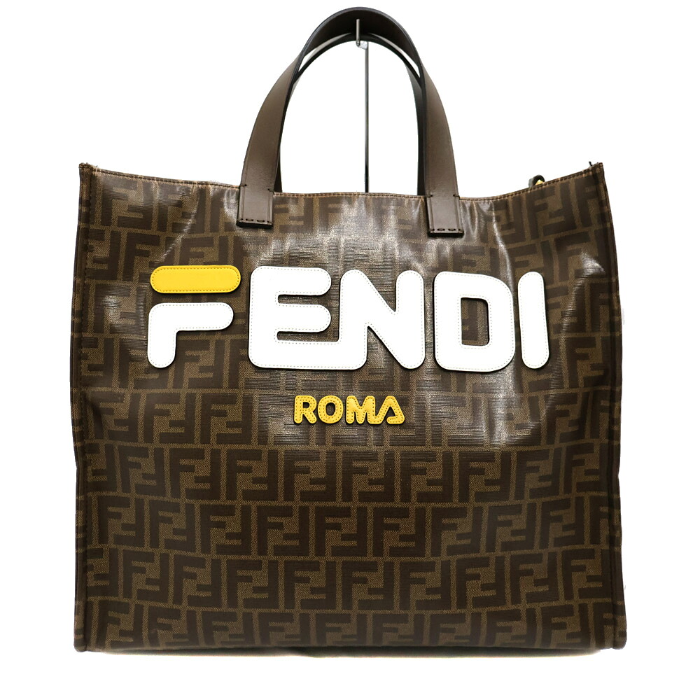 フェンディ Fendi 8BH357 フィラコラボ トートバッグ ユニ一発やる PVC なめし革 赤銅色【中古】